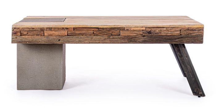 Mesa Centro Madera Mango Madera Reciclada Acero, 118 Cm
