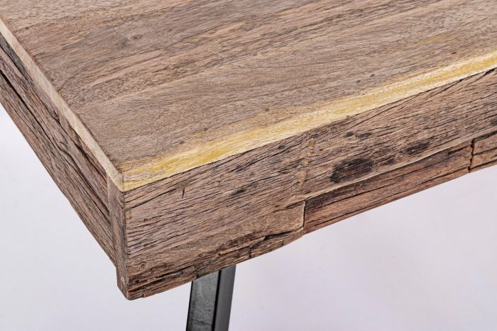 Mesa Centro 2 Cajones Madera Mango Madera Reciclada Acero, 118 Cm