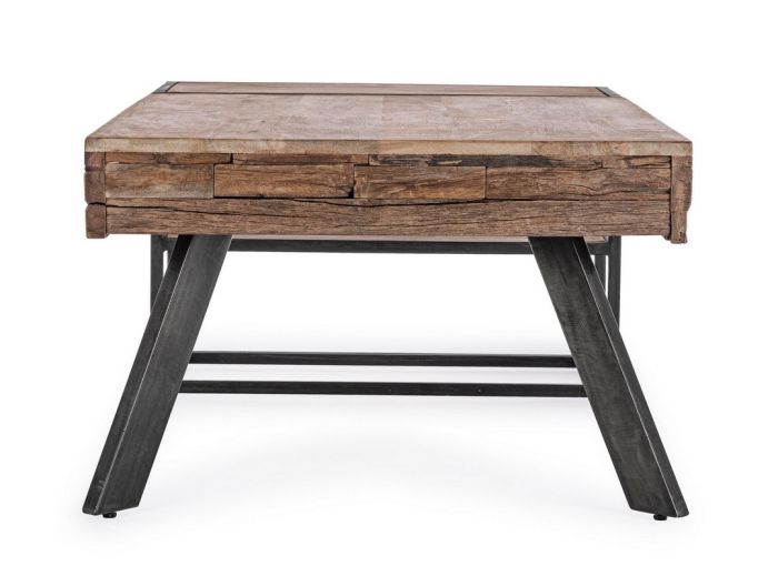 Mesa Centro 2 Cajones Madera Mango Madera Reciclada Acero, 118 Cm