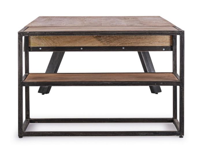 Mesa Centro 2 Cajones Madera Mango Madera Reciclada Acero, 118 Cm