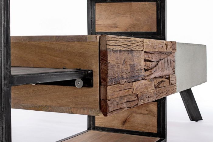 Mueble TV 2 Cajones Madera Mango Acero, 145 Cm