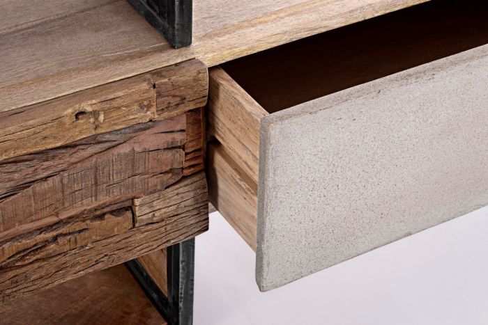 Mueble TV 2 Cajones Madera Mango Acero, 145 Cm