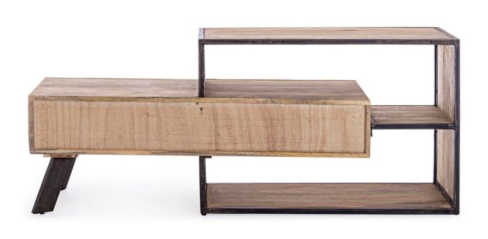 Mueble TV 2 Cajones Madera Mango Acero, 145 Cm