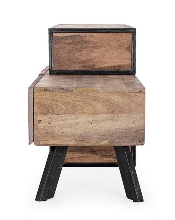 Mueble TV 2 Cajones Madera Mango Acero, 145 Cm
