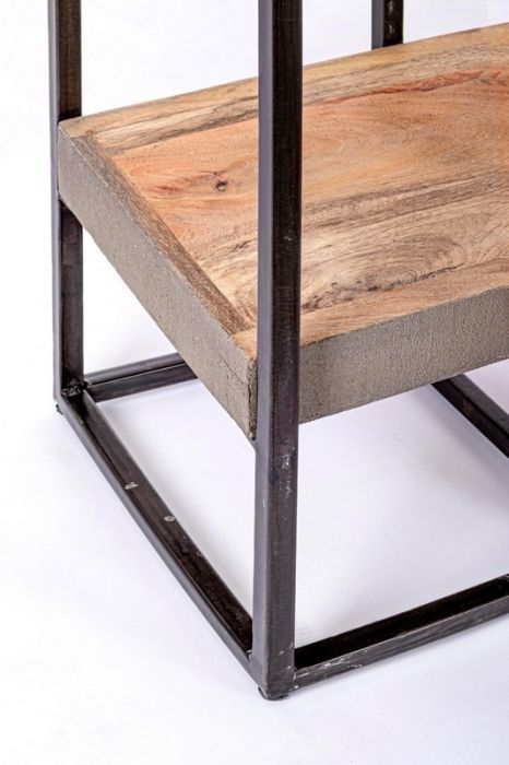 Estantería Madera Mango Reciclada Fibra Cemento Acero, 150 Cm