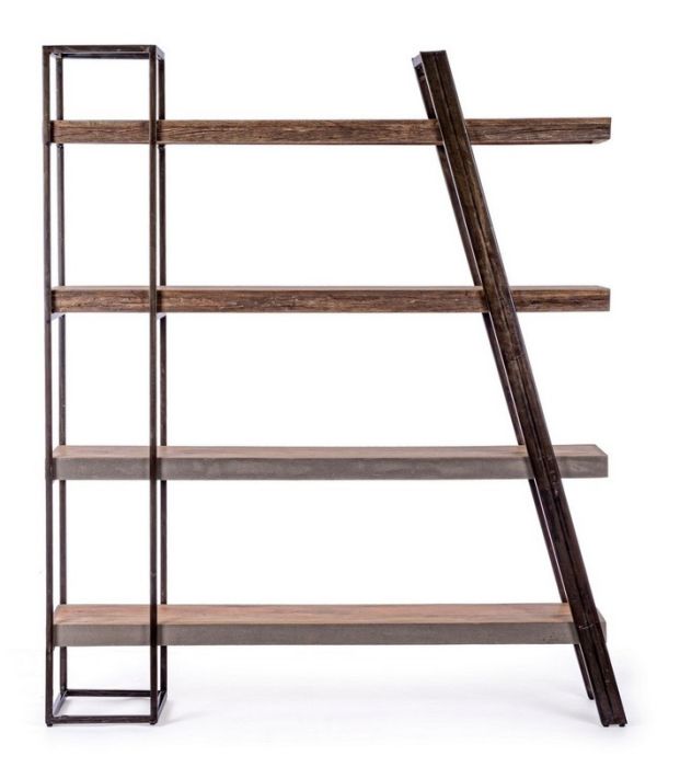 Estantería Manchester Madera Mango Reciclada Fibra Cemento Acero, 150 Cm
