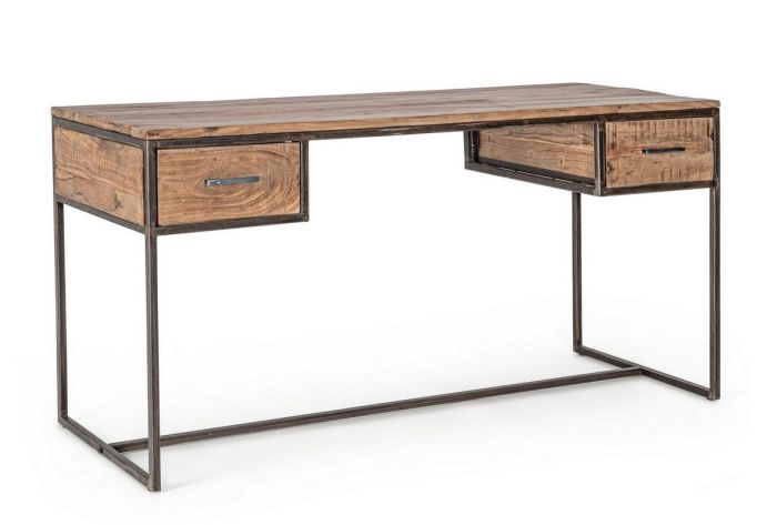 Mesa Escritorio Elmer Madera Acacia Acero, 150 Cm
