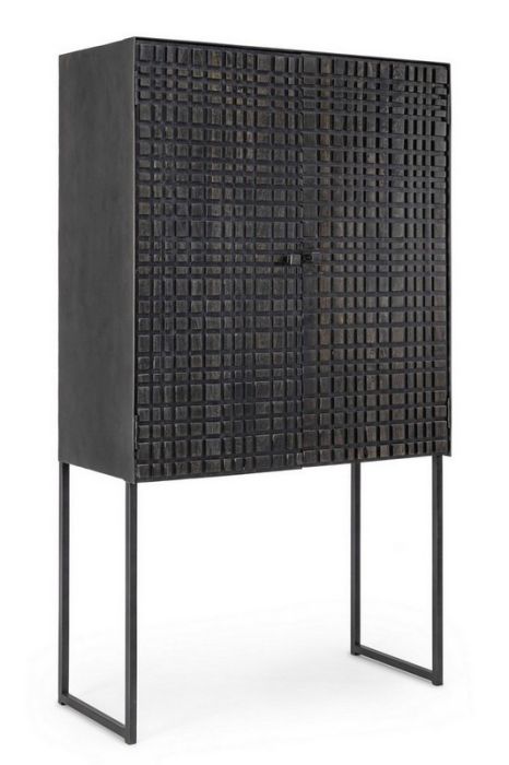 Armario 2 Puertas Dorset Estilo Oriental Madera Mango Acero, 90 Cm