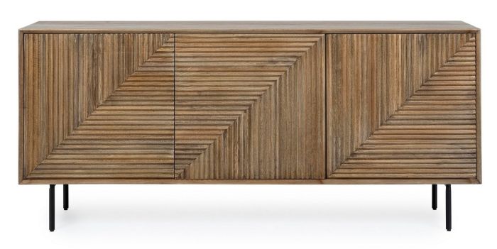 Aparador Darsey 3 Puertas Madera Mango Marrón Acero, 184 Cm