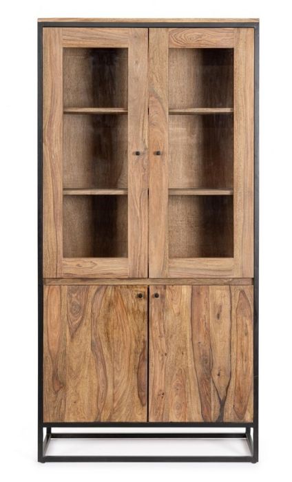 Vitrina Nartan Estilo Industrial e Inspiración Vintage Madera Sheesham Acero Barnizado, 88 Cm