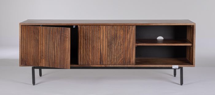 Mueble TV Salón Madera Mango Acero, 140 Cm