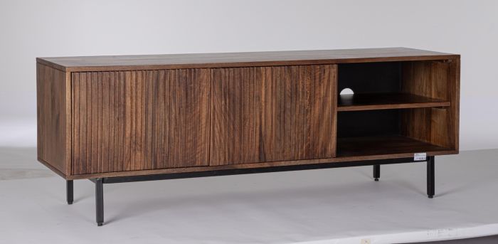 Mueble TV Salón Madera Mango Acero, 140 Cm