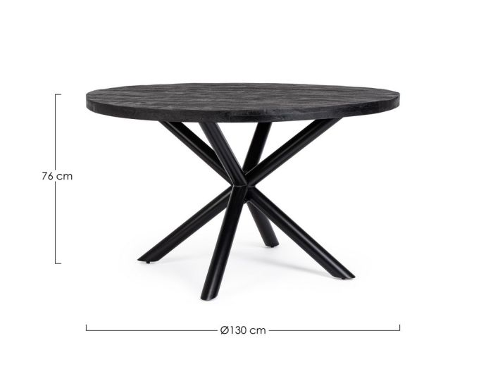 Mesa Comedor Redonda Madera Mango Negro, Ø 130 Cm