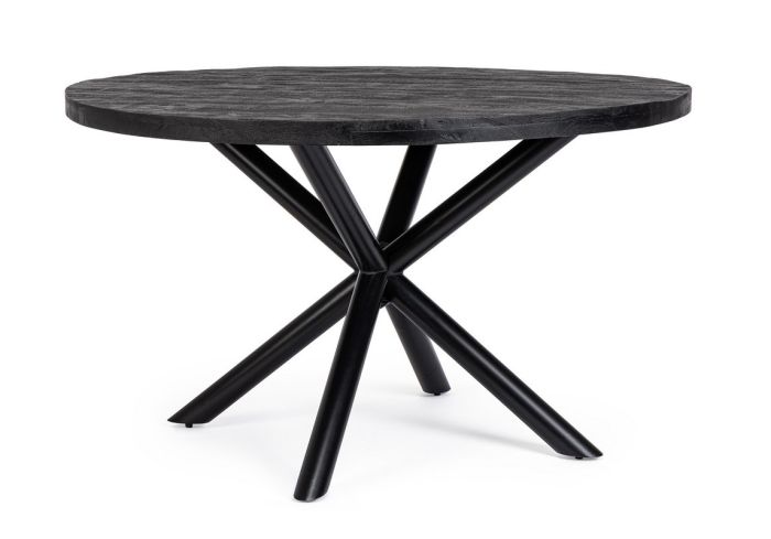 Mesa Comedor Redonda Hastings Estilo Vintage Madera Mango Negro, Ø 130 Cm