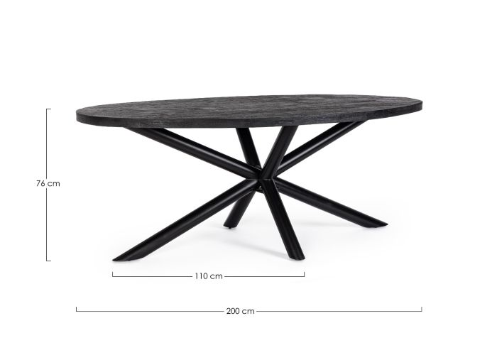 Mesa Ovalada Madera Mango Acero, 200 Cm