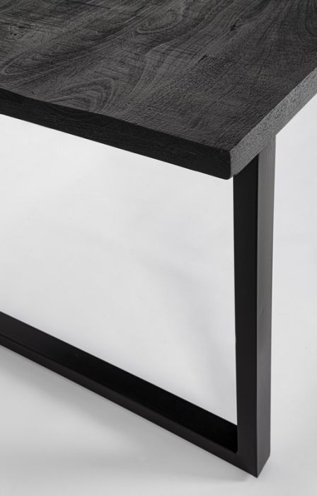 Mesa Comedor Color Negro Madera Mango Acero Barnizado, 200 Cm