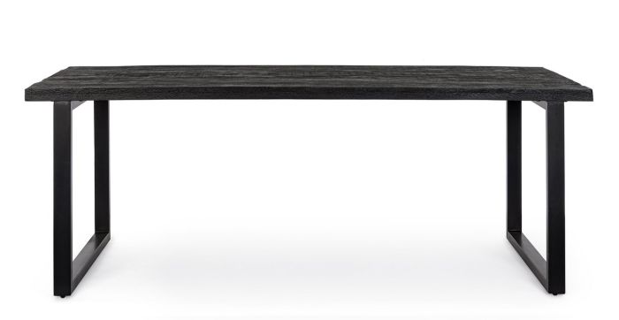 Mesa Comedor Hastings Color Negro Madera Mango Acero Barnizado, 200 Cm