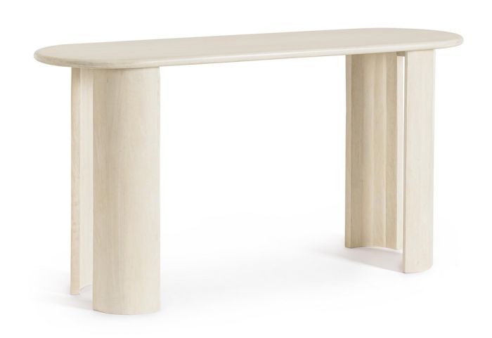 Consola Ovalada Orlando Estilo Nórdico Madera Mango Natural, 147 Cm