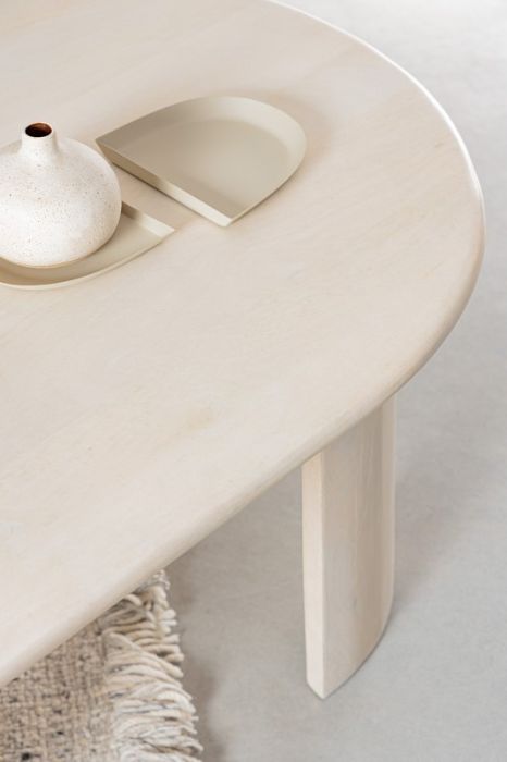 Mesa Centro Ovalada Madera Mango Natural, 135 Cm