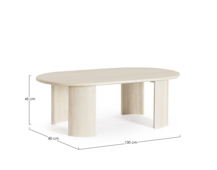 Mesa Centro Ovalada Madera Mango Natural, 135 Cm
