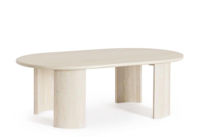 Mesa Centro Ovalada Estilo Nórdico Madera Mango Natural, 135 Cm