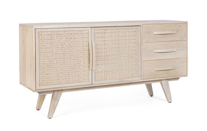 Aparador Sahana Estilo Étnico Frente Puertas Ratán Madera Mango, 155 Cm