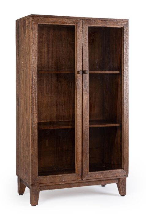 Vitrina 2 Puertas Acristaladas Madera Mango, 80 Cm