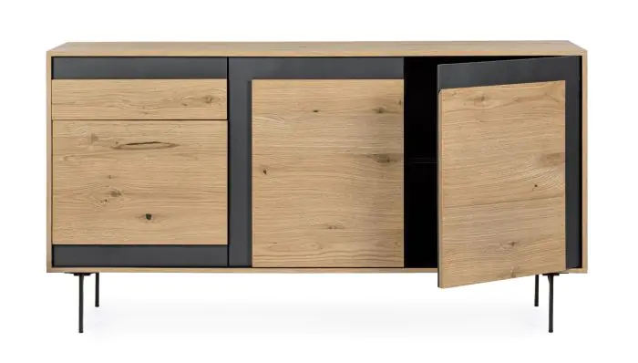 Aparador 3 Puertas 1 Cajón Roble, 160 Cm