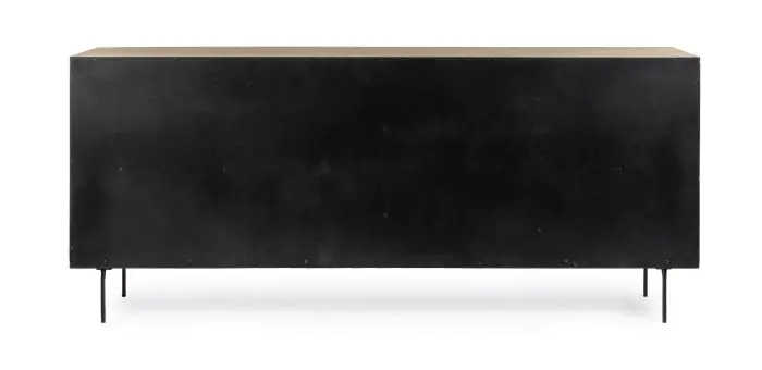 Aparador 3 Puertas 3 Cajones Roble Natural Negro, 200 Cm