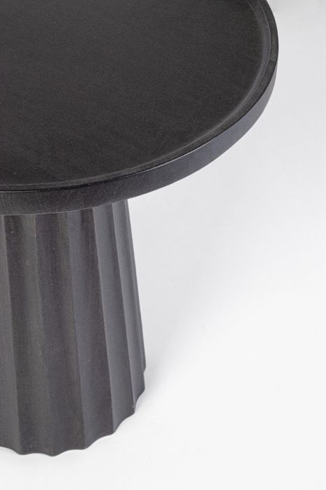 Mesa Auxiliar Madera Mango Negro, Ø46 Cm