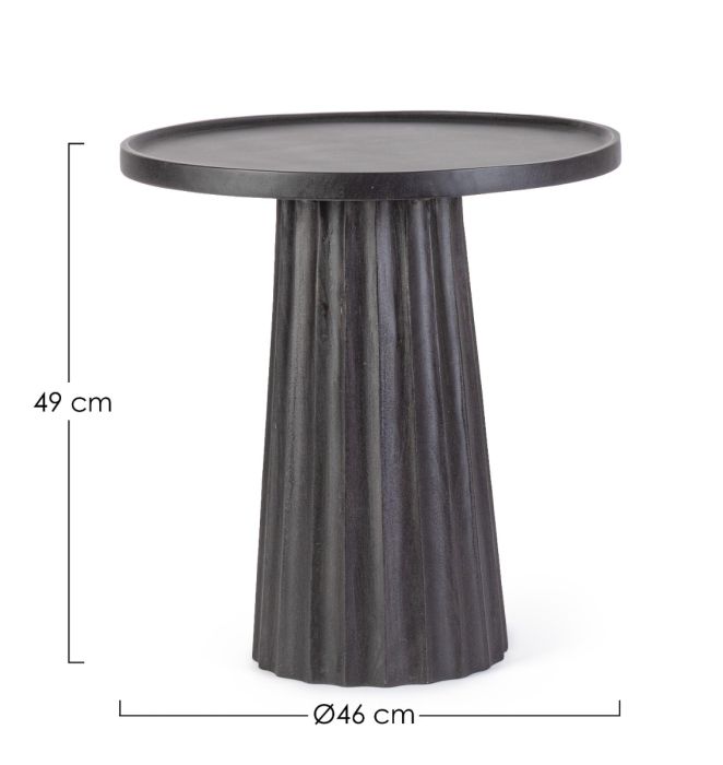 Mesa Auxiliar Madera Mango Negro, Ø46 Cm