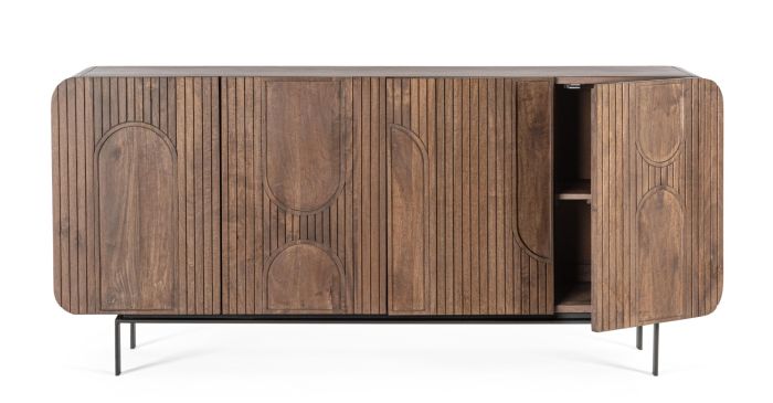Aparador 4 Puertas Relieve Madera Mango, 180 Cm