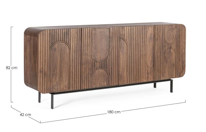Aparador 4 Puertas Relieve Madera Mango, 180 Cm
