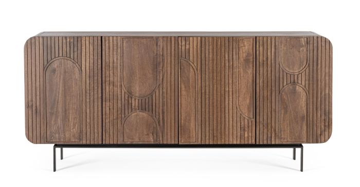 Aparador 4 Puertas Relieve Madera Mango, 180 Cm