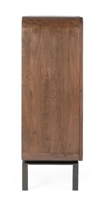 Aparador Alto 4 Puertas Madera Mango Natural, 90 Cm