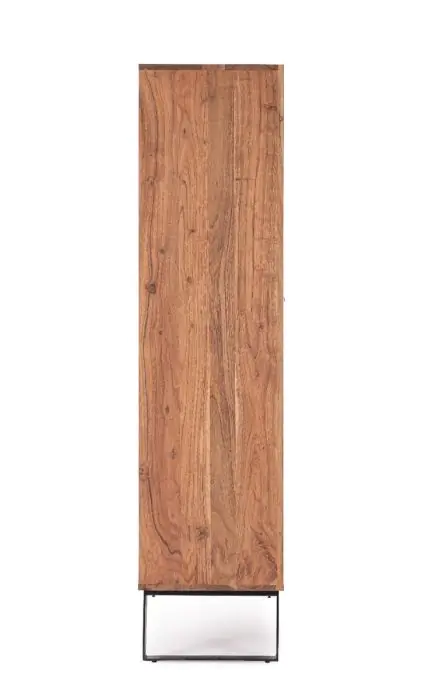 Aparador Alto 2 Puertas 2 Cajones Tallados Madera Acacia Acero, 118 Cm