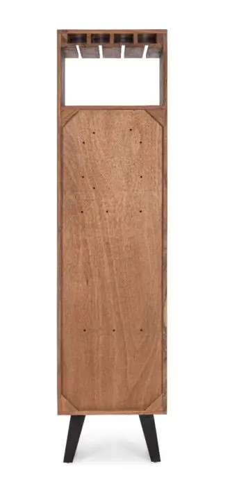 Mueble Bar 1 Puerta 1 Cajón Tallados Madera Acacia Acero, 45 Cm