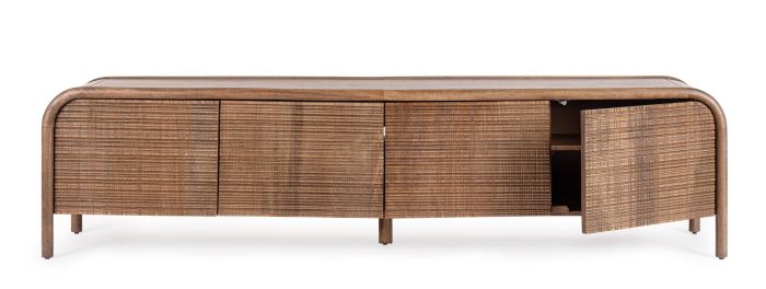 Mueble TV 4 Puertas Taraceadas Madera Mango, 200 Cm