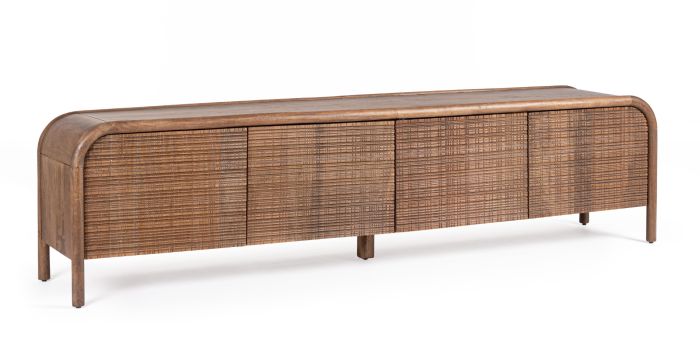 Mueble TV 4 Puertas Taraceadas Madera Mango, 200 Cm