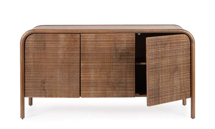 Aparador 3 Puertas Taraceadas Madera Mango Natural, 145 Cm