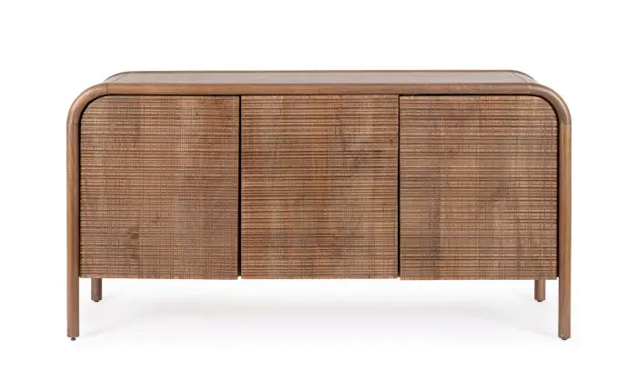 Aparador 3 Puertas Taraceadas Madera Mango Natural, 145 Cm