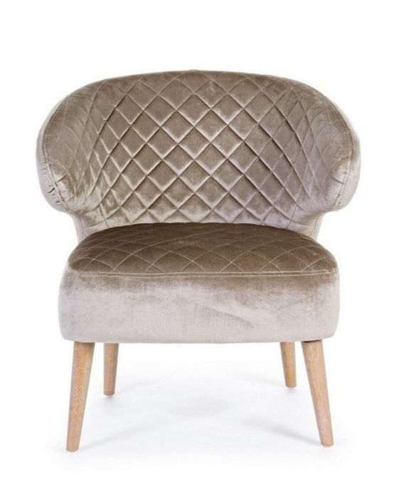 Sillón Bertrand Tejido Efecto Terciopelo Madera Pino, 66'6 Cm