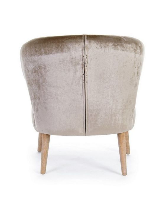 Sillón Tejido Efecto Terciopelo Madera Pino