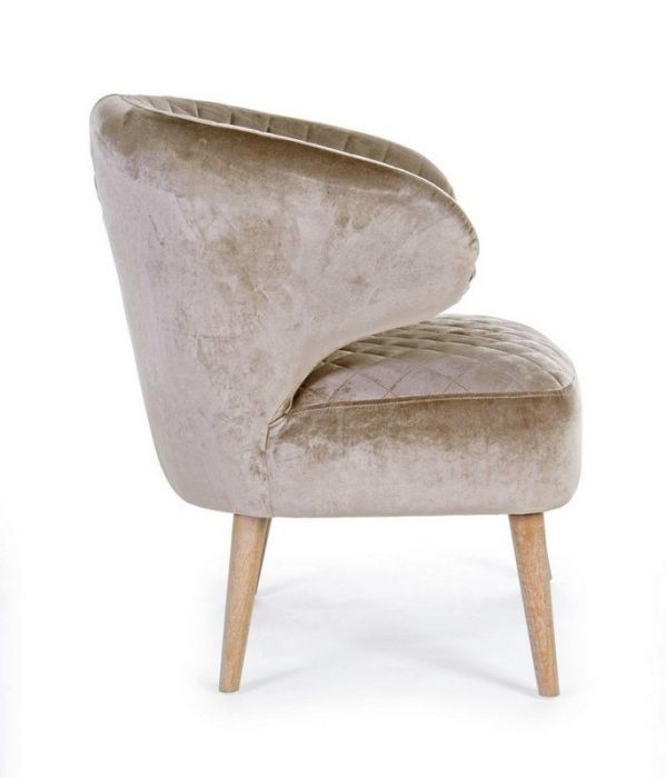 Sillón Tejido Efecto Terciopelo Madera Pino
