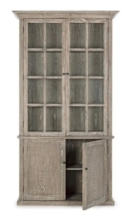 Vitrina Rústica 4 Puertas Madera Fresno Natural, 124 Cm