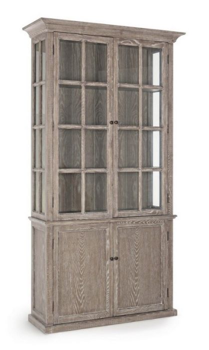 Vitrina Rústica 4 Puertas Columbia Estilo Vintage Madera Fresno Natural, 124 Cm