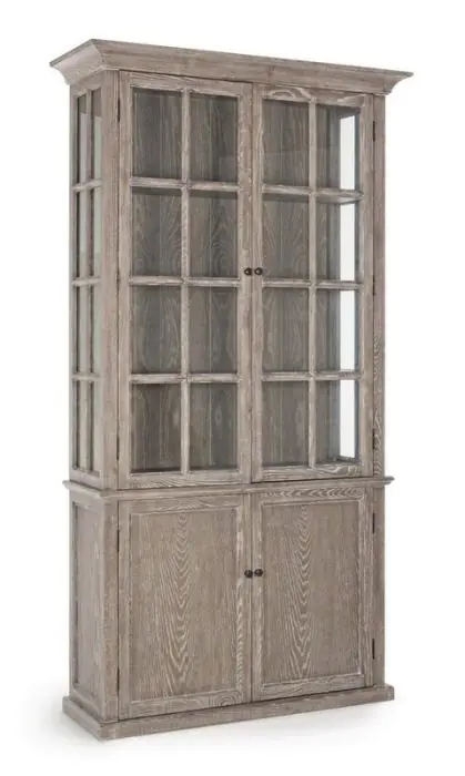 Vitrina Rústica 4 Puertas Columbia Estilo Vintage Madera Fresno Natural, 124 Cm