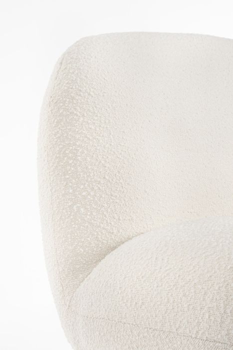 Sillón Giratorio Tejido Efecto Bouclé Blanco Acero, 81 Cm