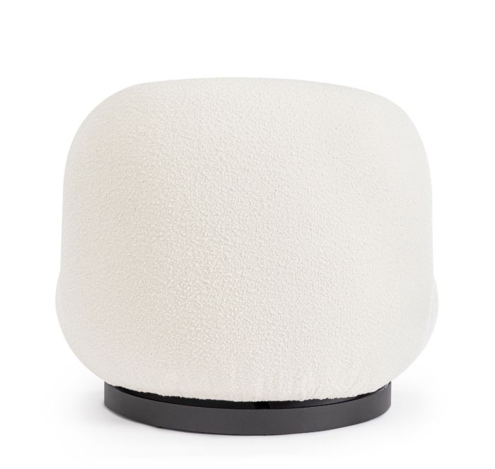 Sillón Giratorio Tejido Efecto Bouclé Blanco Acero, 81 Cm