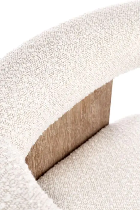 Silla Tejido Bouclé Blanco Madera Pino Natural, 70 Cm